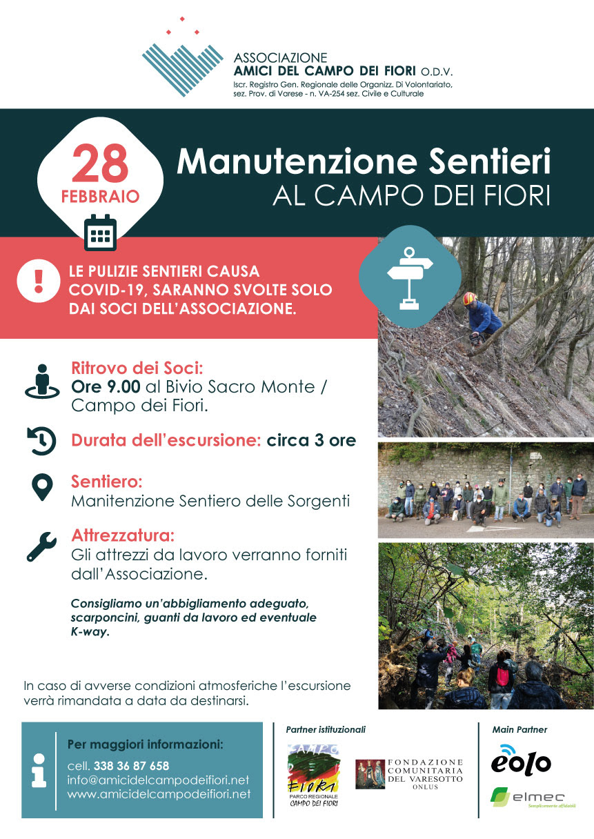 Manutenzione sentieri: 28 Febbraio 2021